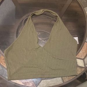 Green SHEIN over the neck croptop